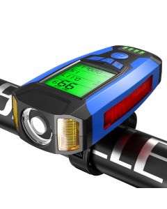  Computadora de viaje inteligente para bicicleta con bocina de 3 modos, velocímetro y luz LED recargable mediante USB para bicicleta