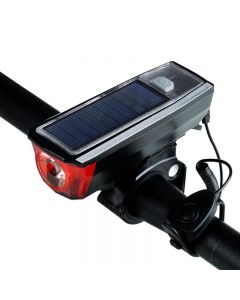 Biking Solar Power Bike Light Impermeable 350 Lumen Bicicleta Campana Led Led Usb Lámpara Recargable Faros Delanteros Luz De Bicicleta