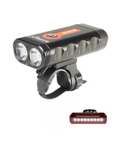 Luz de bicicleta súper brillante L2 juego de luces de bicicleta con luz trasera recargable por USB
