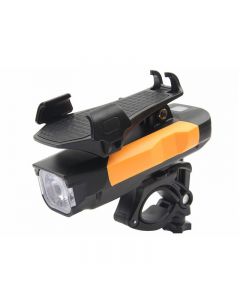 4 en 1 T6 LED luz de bicicleta soporte para teléfono móvil bocina de bicicleta faro de potencia móvil USB recargable