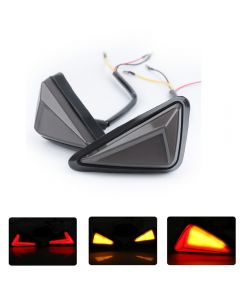 2PC LED motocicleta intermitente triángulo integrado luces diurnas impermeables